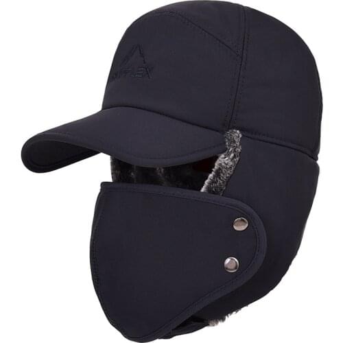 Winter Thermal Bomber Hats Keep Warm Soft Men Women Fashion Ear Protection Face Windproof Ski Cap Velvet Thicken Hat