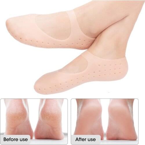 1Pair Silicone Insole Gel Sock Foot Chapped Care Tool Pain Relief Crack Prevention Feet Protector Moisturize Dead Skin Removal
