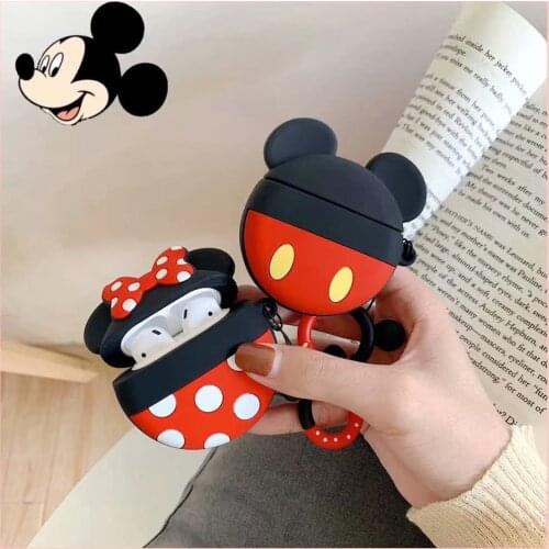 Disney Mickey Mouse Minnie Cartoon Silicone Bluetooth Headset Protective Case Applicable To AirPods 1/2 Anime Figures Case