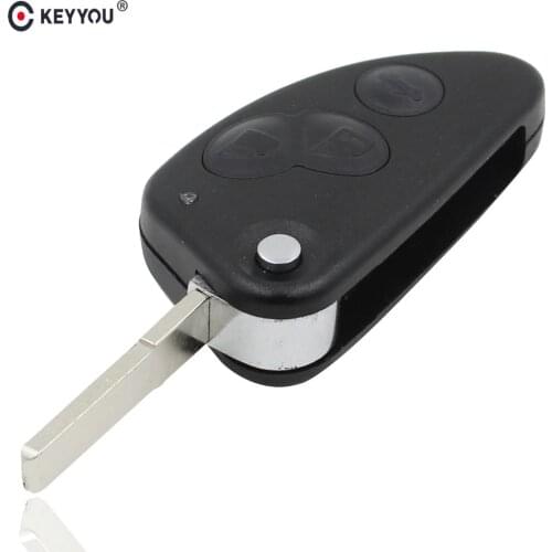 KEYYOU for Alfa Romeo 147 156 166 GT Key 3 Buttons Flip Folding Uncut SIP22 Blade Replace Remote Car Key Shell Case Replacement