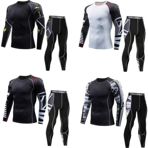 Tracksuit Men Compression Sweat Quick Drying Sets fitness Mens wear Thermal bodybuilding shapers
