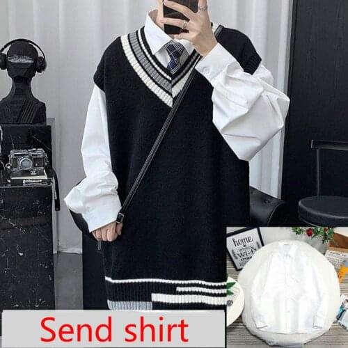 2021 New Japan School Sweater Spring Autumn 100% V-neck Cotton Knitted Sweater Jk Uniforms Vest Student Cosplay Hot Send Shirt