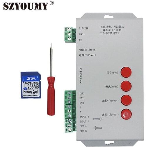 SZYOUMY T1000s SD card led controller for ws2801 ws2811 ws2812b LPD6803 LED 2048 RGB controller DC5-24V