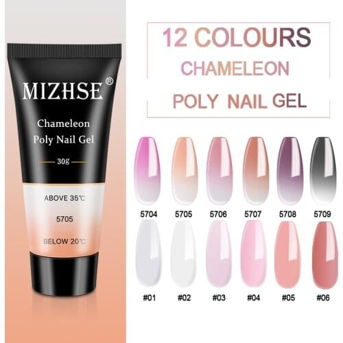 MIZHSE Thermal Poly UV Nail Gel Quick Extension Gel Varnish Clear Pink Jelly poly nail gelCrystal UV LED Building Gel Need Forms