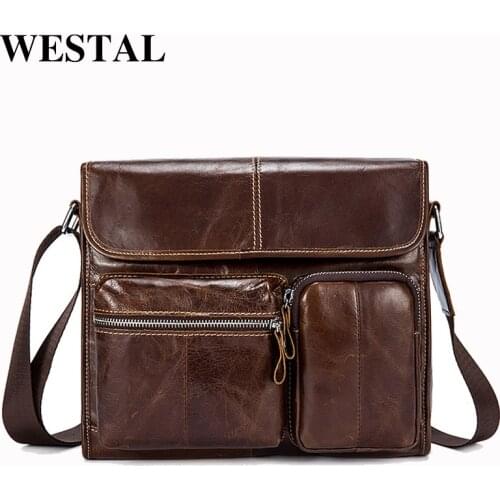 WESTAL Mens Genuine Leather Bag Crossbody Bags for Men Messenger Bag Men Leather Vintage Mens Shoulder Bags Male Handbags