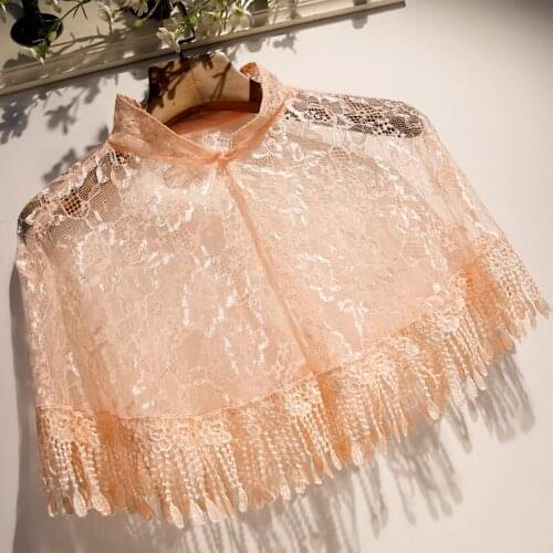 Womens Spring Summer Orange Mesh Pashmina Female Summer Sunscreen Lace Shawl Cloak R1822