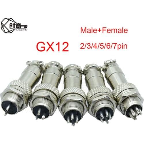 1set GX12 2/3/4/5/6/7 Pin Male + Female 12mm L88-93 Circular Aviation Socket Plug Wire Panel Connector with Plastic Cap Lid