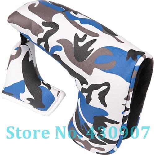 1pc Blue Camouflage Puter Cover Golf Club Blade Putter Head Cover with Magnetic Closure