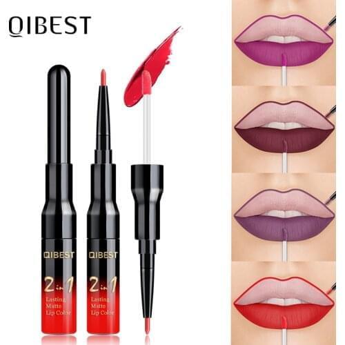 1pc 2 IN 1 Lip Liner Lip Gloss 20 Colors Waterproof Matte Long-lasting Red Lipliner Makeup Nude Lip Pen Lipstick Cosmetics