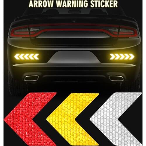 10Pcs Car Safety Warning Sticker Reflective Arrow Sign Tape Car Sticker For Car Bumper Trunk Reflector Hazard Tape Sticker 2021