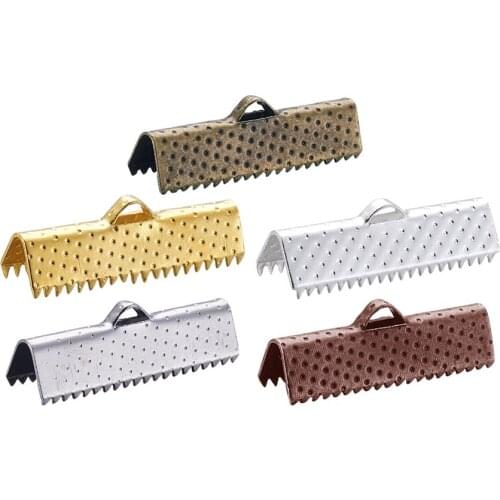 200g Iron Ribbon Ends Cap Crimps Beads Clips for Jewelry Findings Necklace DIY Making Accessorie Mixed Color 8x25mm Hole: 1mm