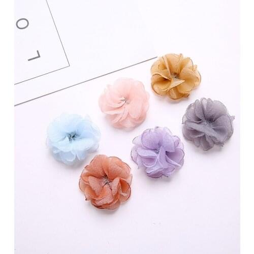 50Pcs/lot Newborn Vintage burning satin Fabric Flowers Chiffon Hair Flowers petals for Wedding Decoration