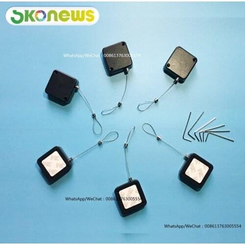 50 pcs merchandise Luxury goods protection pull box with steel cable/ jewelry security retractable pull box tethers