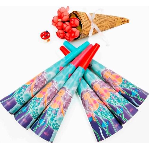 6pcs/bag Cute Mermaid disposable noise maker Party Supplies Whistle/Trumpet/Horn Kids Birthday Decoration Baby Shower kids favor