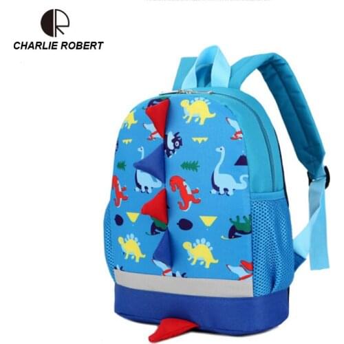 2019 New Cute 1 to 3 Years Old Children Prevent Lost Backpack Four Colors Cartoon Dinosaur Appliques Animal Prints Kid Backpack