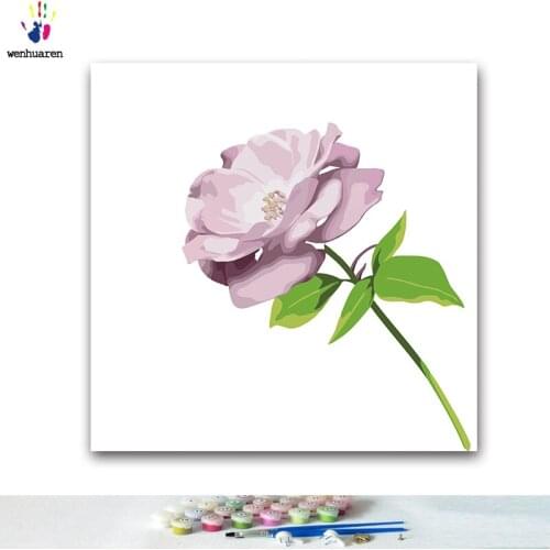 DIY colorings pictures by numbers with colors Purple pink romantic rose picture drawing painting by numbers framed Home