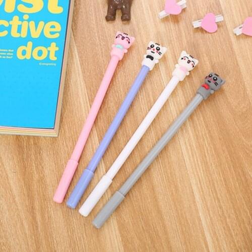 Cat Gel Pen 0 .5mm Cute Cartoon Gel Pens Novelty Stationery Kawaii Pen Student Black Signing Pens Kawaii School Supplies