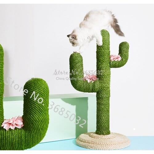 Cactus Shape Cat Scratcher Frame Natural Sisal Cat Climbing Pole Jumping Platform Cat Toy Furniture & Scratchers Cat Tree Tower