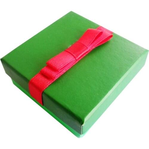 Square jewelry organizer box 100pcs/lot Green with butterfly Couple Ring or Earring Jewerly Packing Box 6.3*6.3*2.5cm
