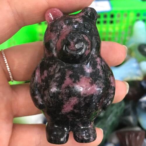 Natural crystal carving cute bear, meditation reiki healing, household decoration