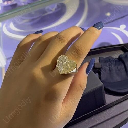 Brand 1:1High Quality Fahsion Ring Gold Color Lucky Love Heart Ring Micro Zircon Women Brand Jewelry