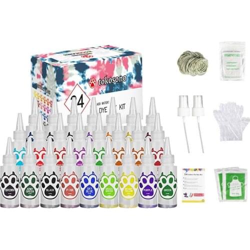 Tie Dye Kit 24 Colors DIY Garment Graffiti Fabric Textile Paint Rainbow Pigment Fabric Clothes Tie Dye Set