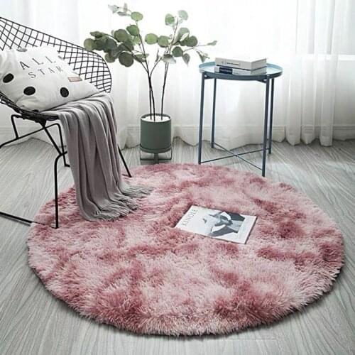Tie-dye Gradient Carpe Color Plush Round New Fashion Modern Living Room Rugs Balcony Hanging Gray Purple Table Mats