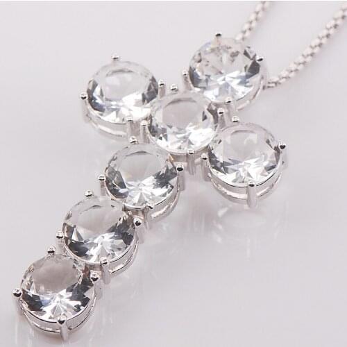 Huge Cross White Crystal Zircon 925 Sterling Silver Fashion Jewelry Pendant TE418