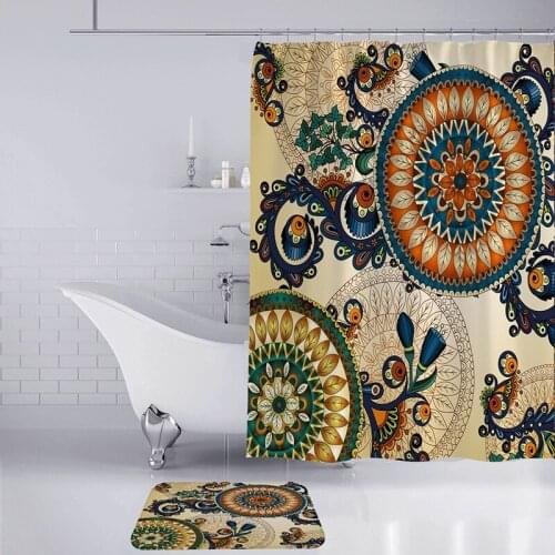 Individuality Vintage Style Shower Curtains Waterproof Polyester Fabric Bath Screen Curtain for Home Decoration Bathroom Curtain