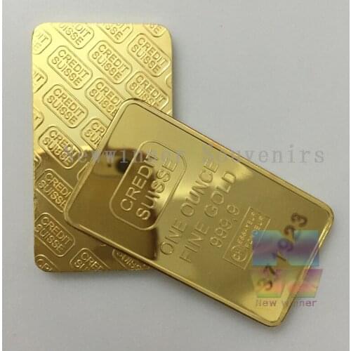 Commemorative Switzerland Bullion Bar Souvenir Coin Gift Collectible Modern Gold with Laser Serial Number Metal Souvenirs coin