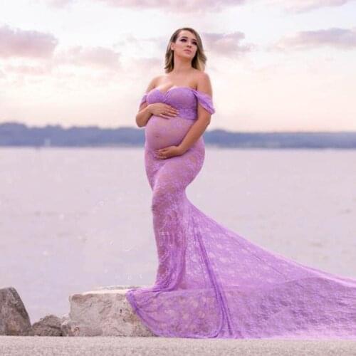 2019Sexy Maternity Dresses For Photo Shoot Lace Maxi Maternity Gown Clothes For Pregnant Women Pregnancy Dress Photography Props