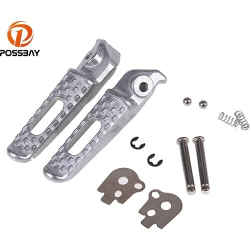 POSSBAY Chrome Black Motorcycle Foot Rest Foot Pegs Rear Motocross Footrests for Honda CBR600RR CBR1000RR Moto Footrests Pegs