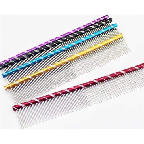 Pet Dog Comb Bright Multi-Colored Stripe Grooming Comb For Shaggy Cat Dogs Barber Grooming Tool 19cm/16cm Random Color