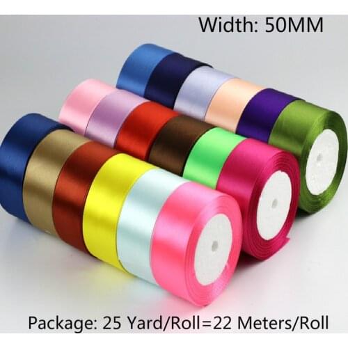 5cm 25 Yards Silk Satin Ribbon Polyester Fabric Webbing Ribbons DIY Handmade Material for Wedding Party Crafts Gift Wrap Ribbon