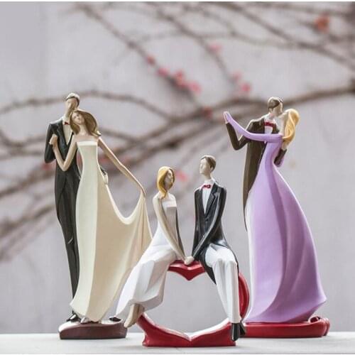 WEDDING GIFTS MODERN RESIN COUPLE LOVERS ORNAMENTS HOME FURNISHING LIVINGROOM TABLE STATUES DECORATION BEDROOM FIGURINES CRAFTS