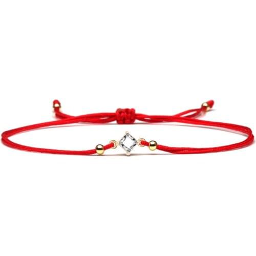 Sparkling White Cubic Zirconia Crystal Cute Charm Bracelet Women Red Black String Handcrafted Copper CZ Slide Knot Nice Jewelry