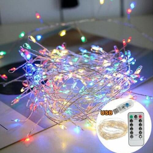 Copper Wire LED String Lights Firecracker Fairy Garland Lights USB Operated For Christmas Wreath Decorations Wedding Party