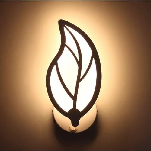 LED Wall Lamp 86-265AC Aluminum Outdoor Garden Lighting Bedroom Living Room Indoor Oval Leaf Wall Light