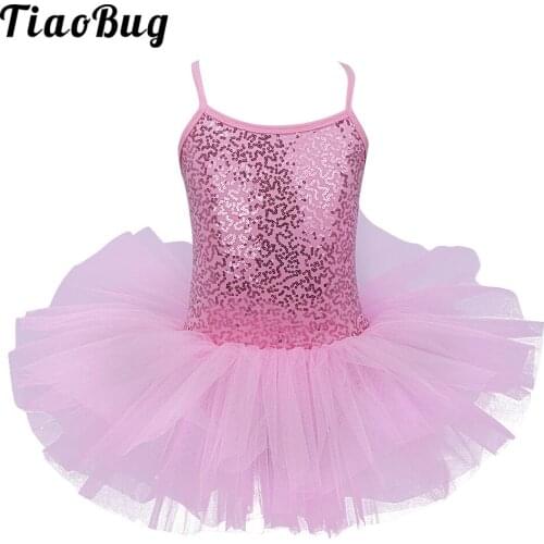 TiaoBug Kids Girls Girls Professional Ballet Dress Sequined Tutu Ballet Dance Bodysuit Gymnastics Leotard
