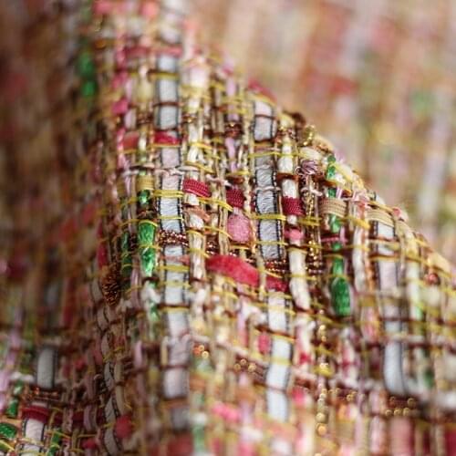 Red Raspberry Italy Pink Green Tweed Fabric Garment Material Women Jacket Dress Coat Sewing Cloth Tailor Textile Freeshipping