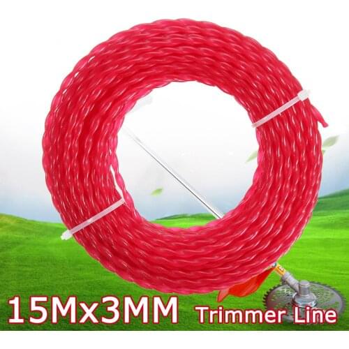 15m X 3mm Strimmer Line Brushcutter Grass Trimmer Nylon Cord Wire Round String Trimmer Line Replacement Garden Lawn Mower Parts