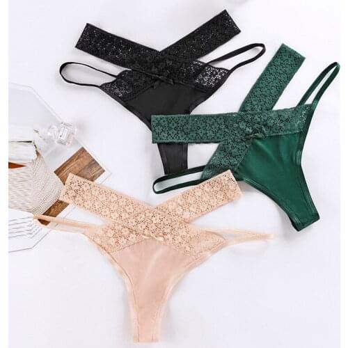 New Womens Thong Pants Sexy Lace Panties Plus Size Fashion Ice Comfort G-String Low Waist Seamless Underpants Female Lingerie