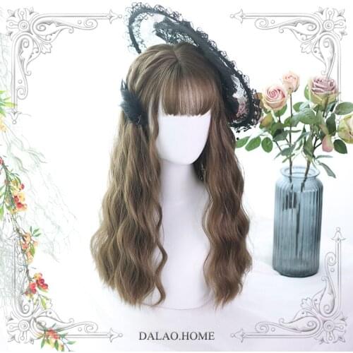 High Quality Harajuku Soft Girl Lolita Corn Roll Water Ripple Flax Cyan Wig Costume Party