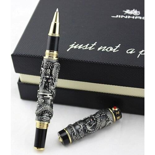 High Quality JINHAO Dragon Ballpoint Pen Luxury Executive Ball Pen Golden openwork Black ink pen Office Supplies caneta