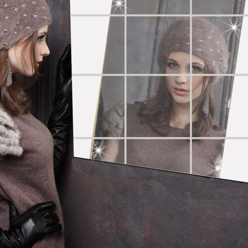 16pcs Mirror Wall Stickers Decal Self-adhesive Tiles Furniture Films 3D Mirror Wall Art Home Bathroom Decor