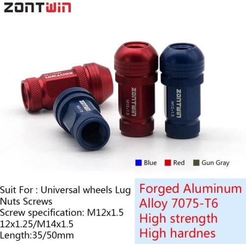 20/16Pieces Universal Forged Aluminum Alloy 7075-T6 Wheel Lug Nuts Bolts Screw for Universal Car M12x1.5 12x1.25 M14x1.5 30/50mm