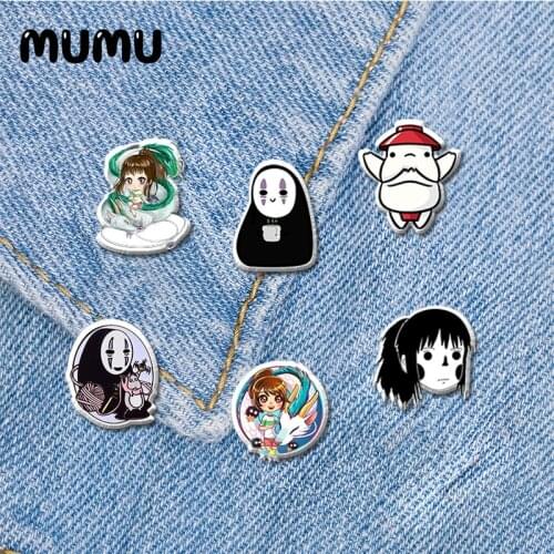 2020 New Spirited Away Lapel Pin No Face Resin Acrylic Brooches Handmade Lapel Pins Epoxy Jewelry Shirt Bag Badge