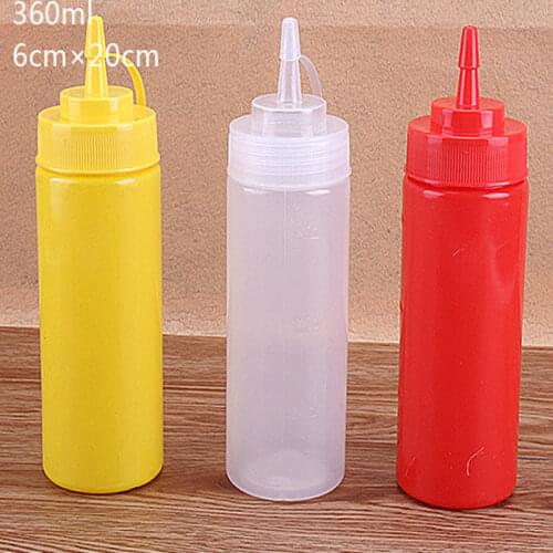 3PC240ml/360ml/450ml Squeeze Condiment Bottles With On Cap Lids Ketchup Mustard Hot Sauces Olive Oil Bottles Kitchen Accessories