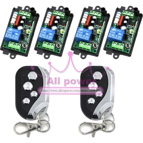 4Receiver&2Transmitter 220V 1CH RF Wireless Remote Switch Light Lamp LED SMD ON OFF Switch Wireless 10A Momenrary Toggle Latched