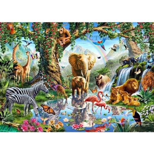 New 5D Diy Diamond Painting Zoo Animal Family Embroidery Full Square Diamond Cross Stitch Rhinestone Mosaic Painting Home Decor
